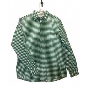Lacoste Mens Size 42 Large Green Gingham Button Down Shirt Cotton Classic Fit